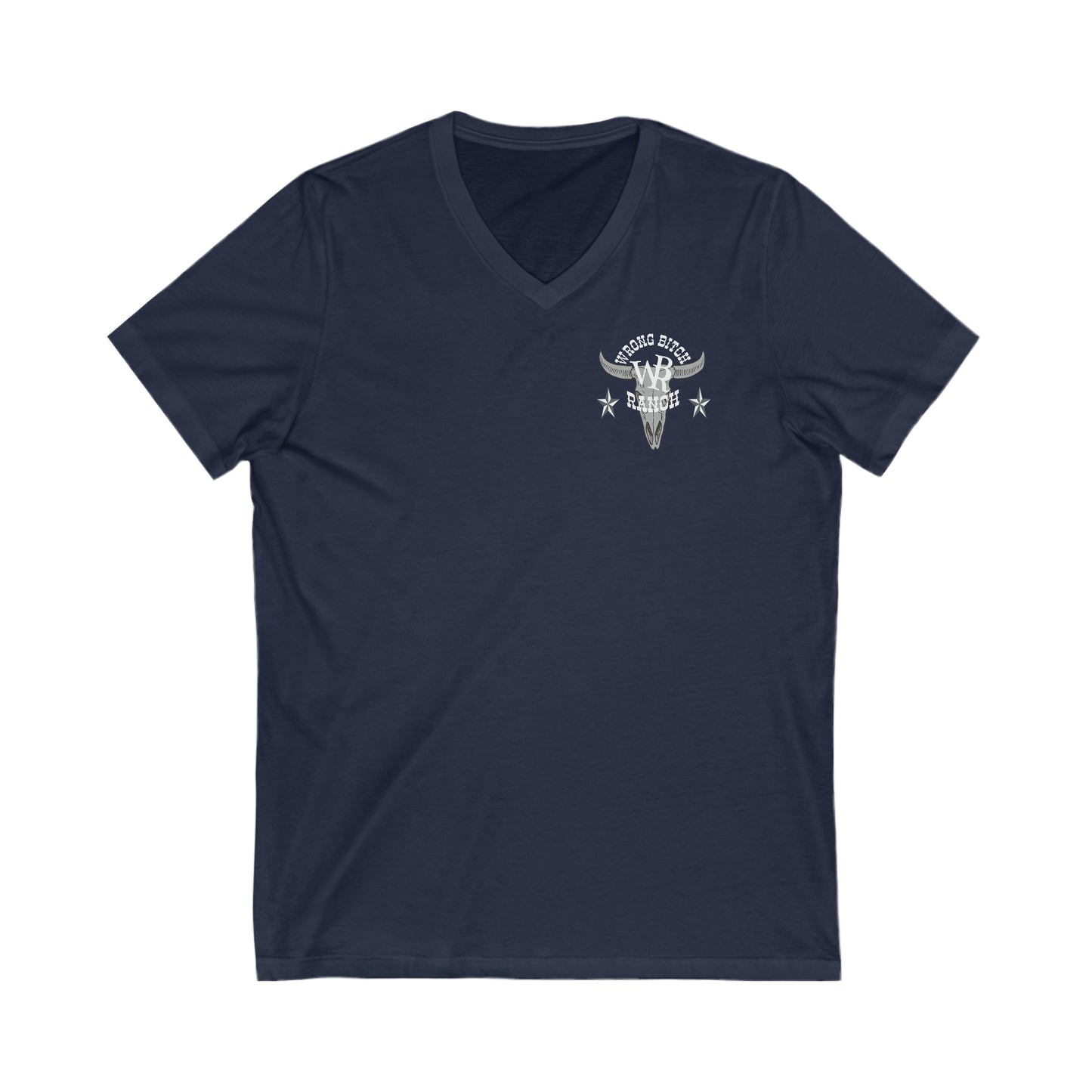 Wrong Bitch Ranch Fuck Around And Find Out, 2-Sided, Unisex Jersey V-Neck Short Sleeve Tee