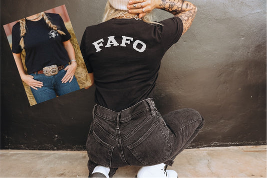 Wrong Bitch Ranch FAFO 2-Sided Unisex Jersey Short Sleeve Tee.