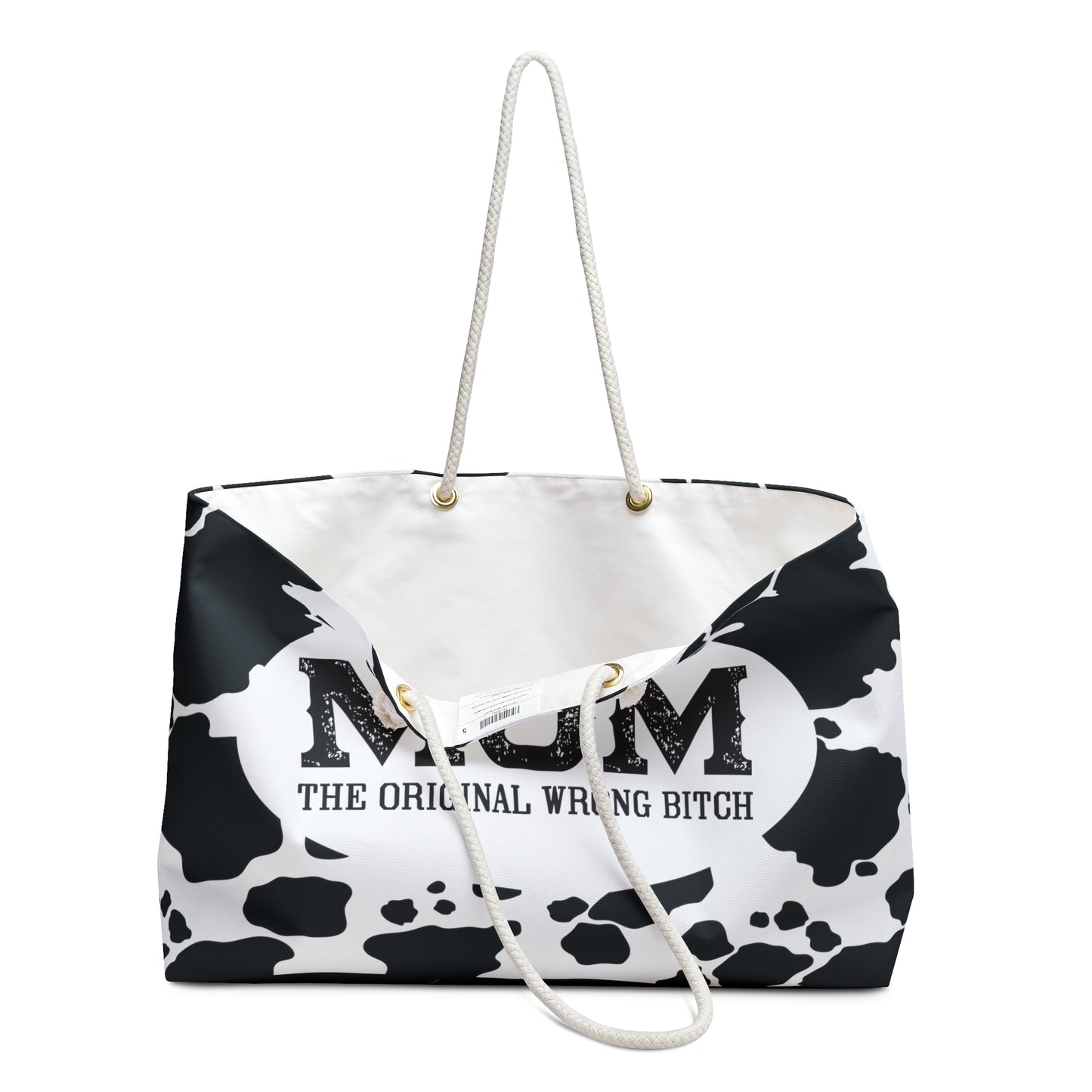 Mom The Original Wrong Bitch Oversized Weekender Bag. gift for mom. gift for her. women's tote bag. cow print bag