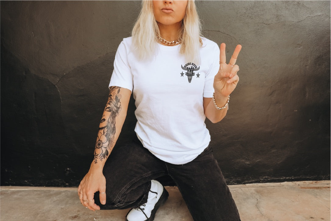 Wrong Bitch Ranch FAFO 2-Sided Unisex Jersey Short Sleeve Tee.