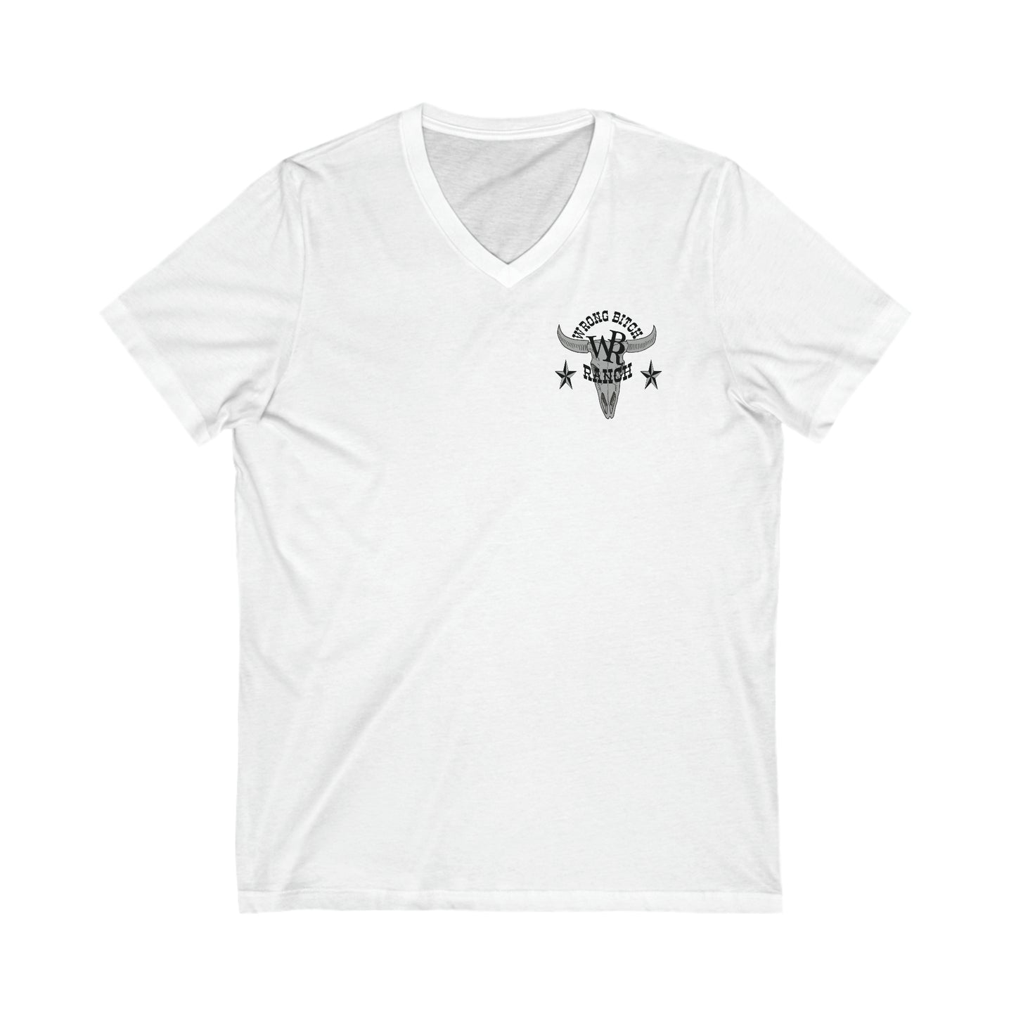 Wrong Bitch Ranch Fuck Around And Find Out, 2-Sided, Unisex Jersey V-Neck Short Sleeve Tee