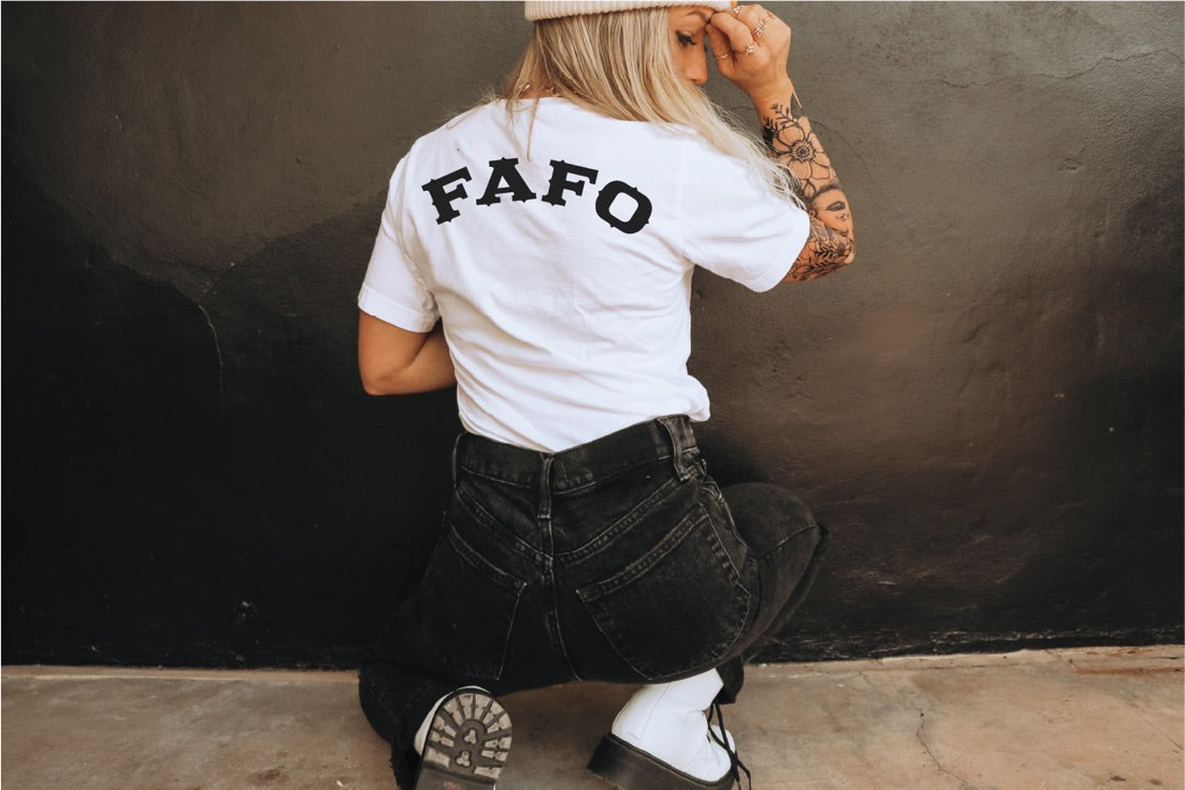 Wrong Bitch Ranch FAFO 2-Sided Unisex Jersey Short Sleeve Tee.