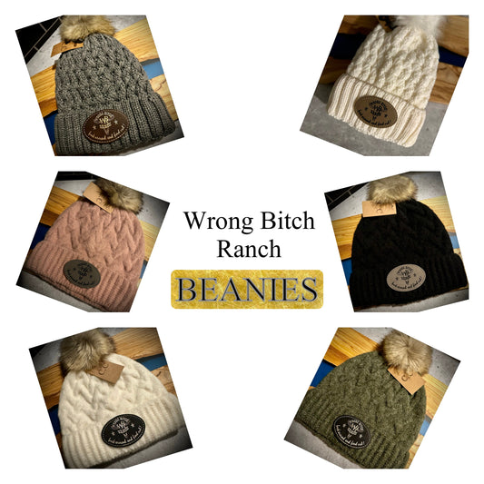 Wrong Bitch Ranch FAFO Beanies. Available in multiple beanie and patch colors