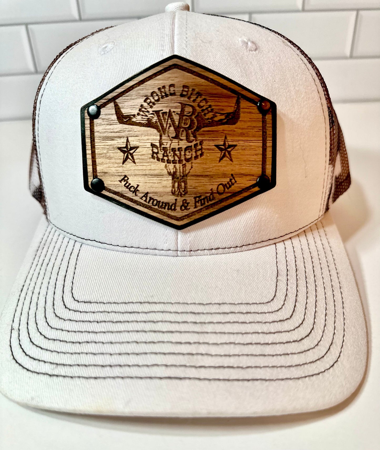 Women’s Wood/Leather Patch SnapBack Trucker Cap