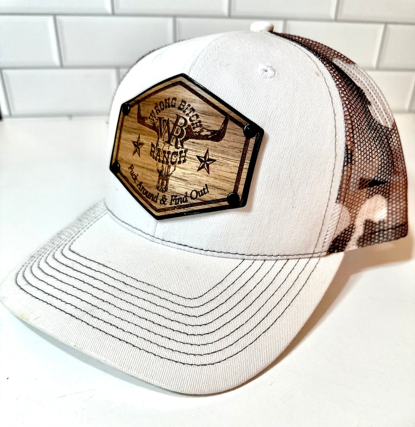 Women’s Wood/Leather Patch SnapBack Trucker Cap