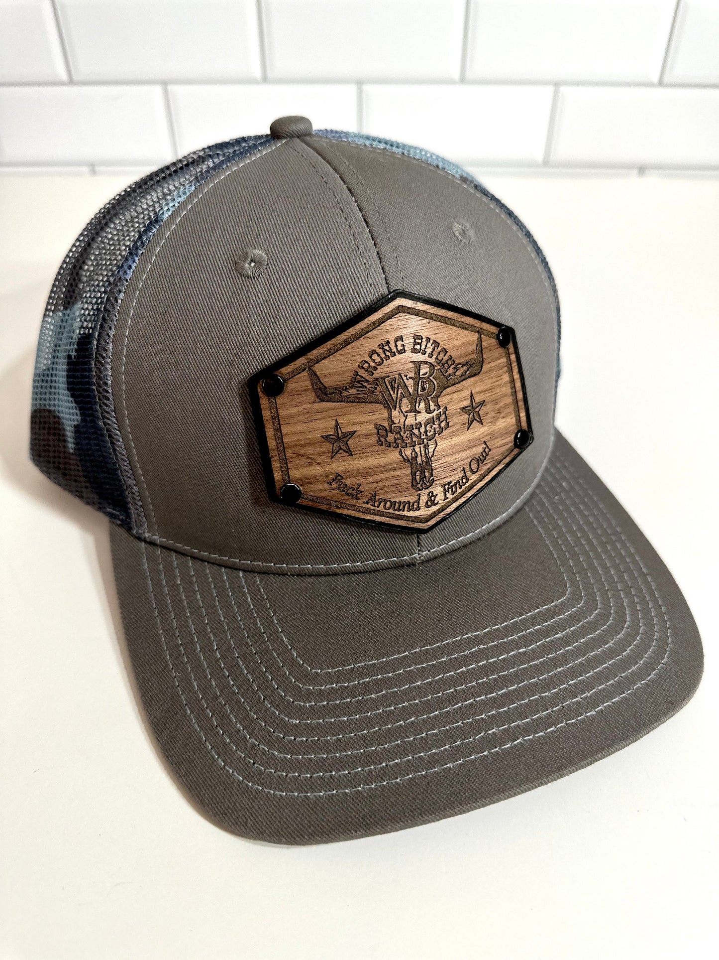 Women’s Wood/Leather Patch SnapBack Trucker Cap