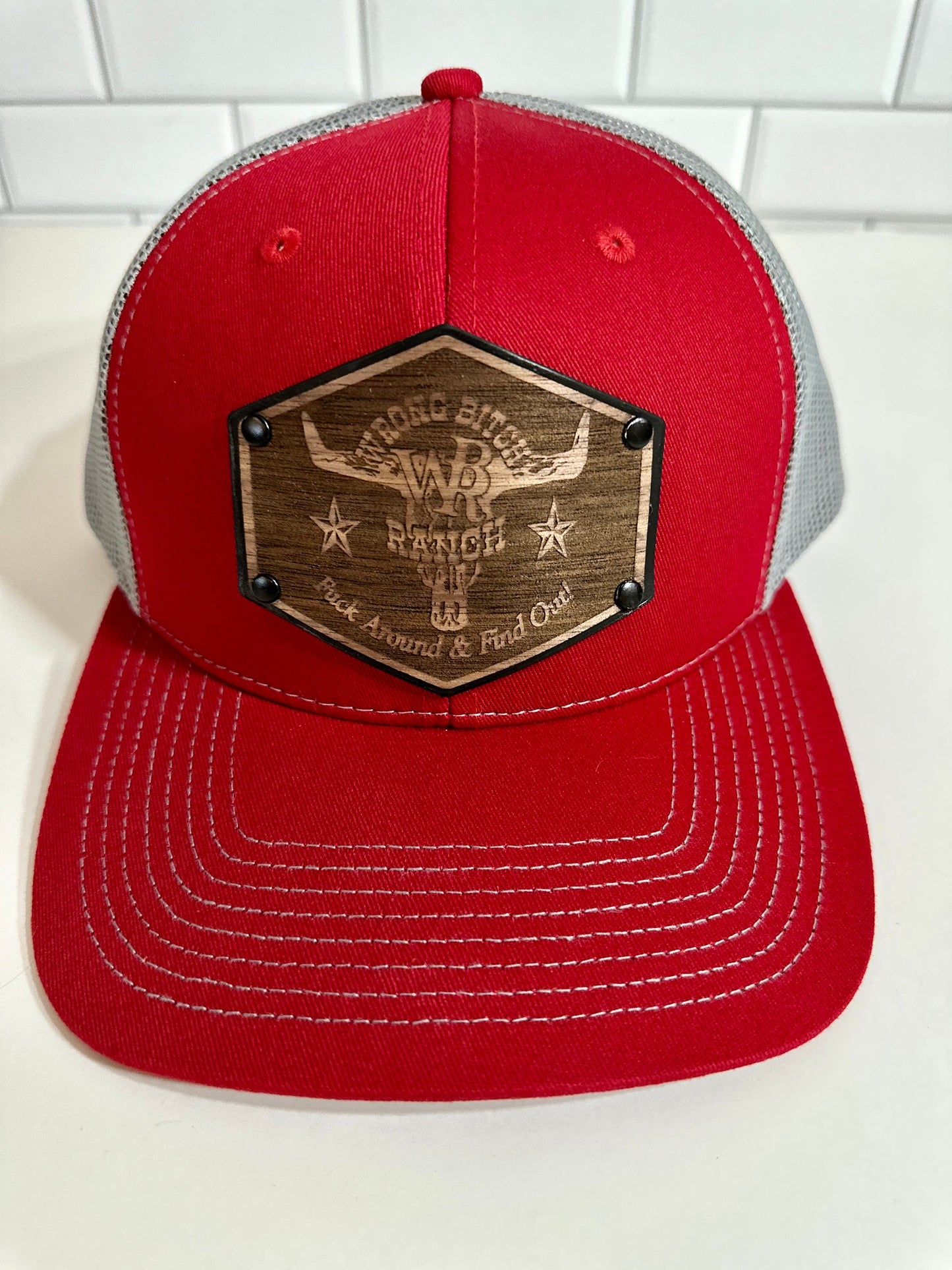 Women’s Wood/Leather Patch SnapBack Trucker Cap