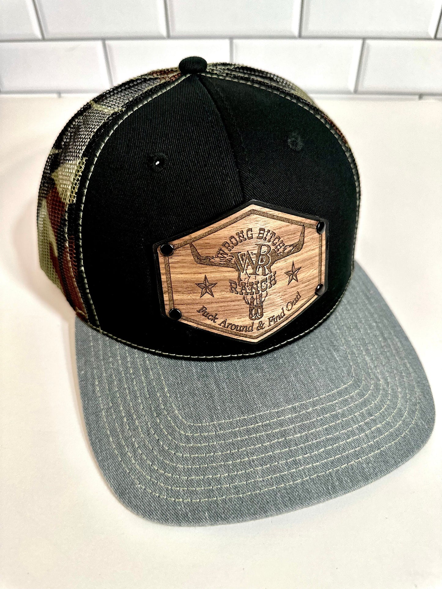 Women’s Wood/Leather Patch SnapBack Trucker Cap