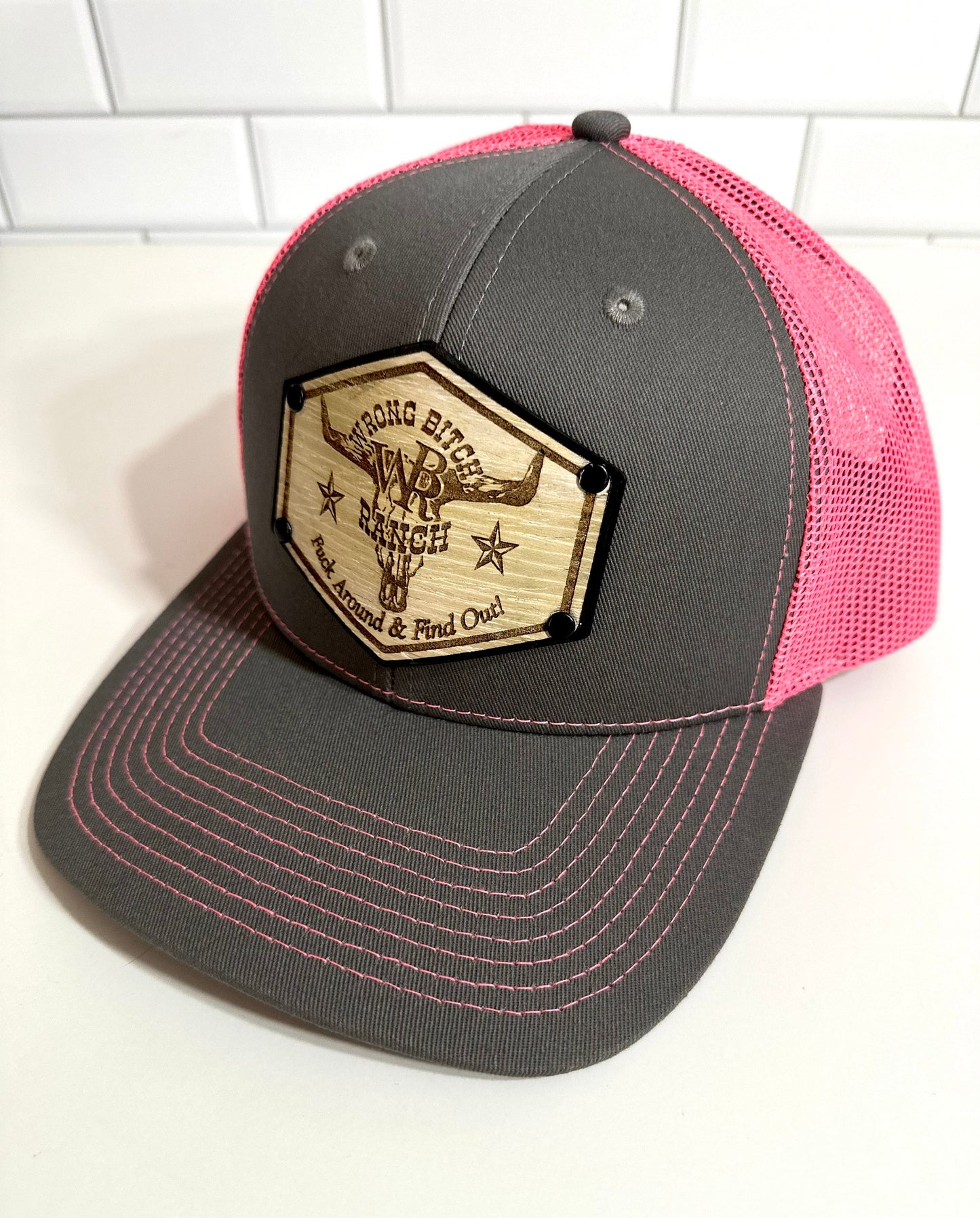 Women’s Wood/Leather Patch SnapBack Trucker Cap