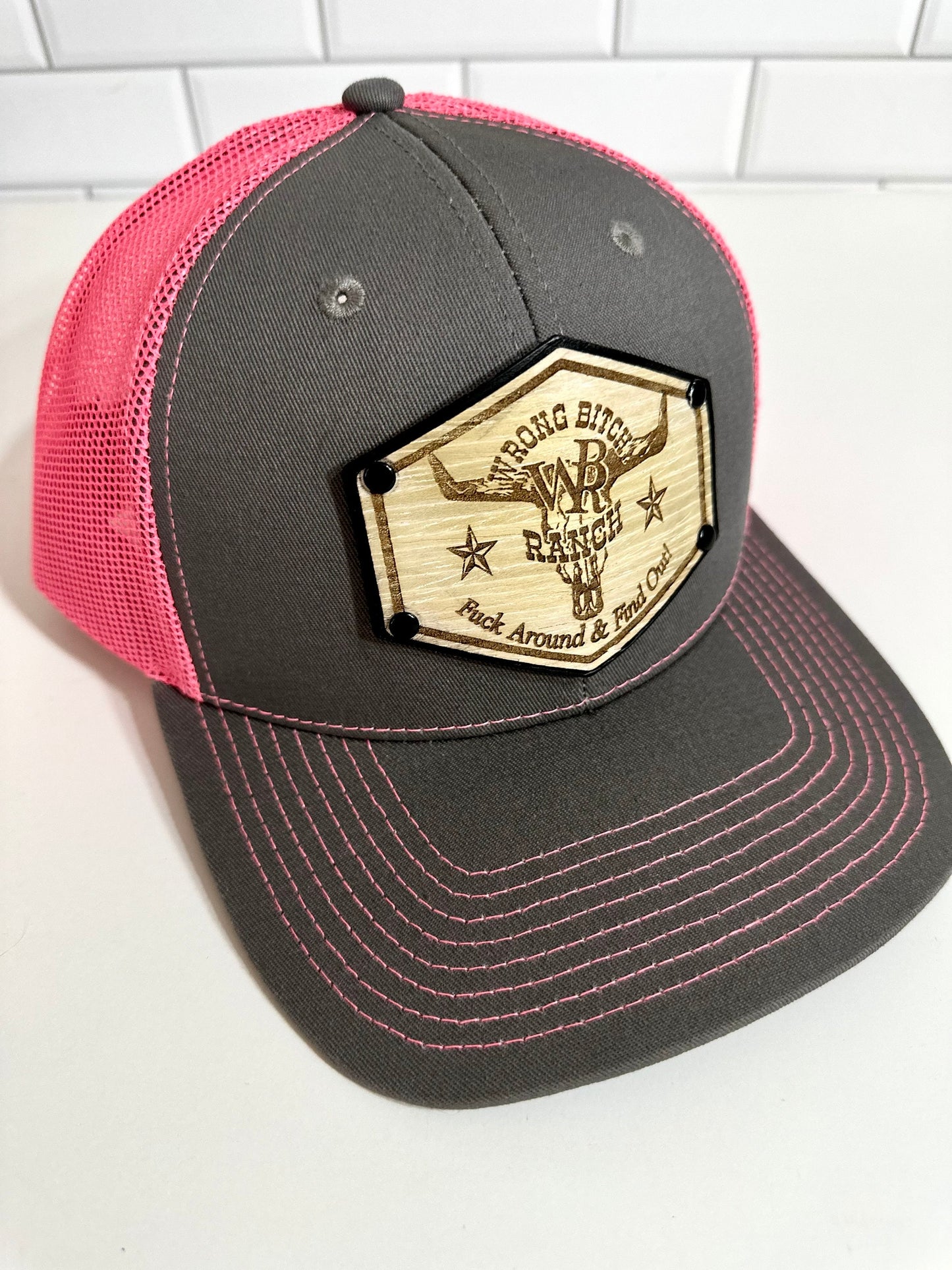 Women’s Wood/Leather Patch SnapBack Trucker Cap