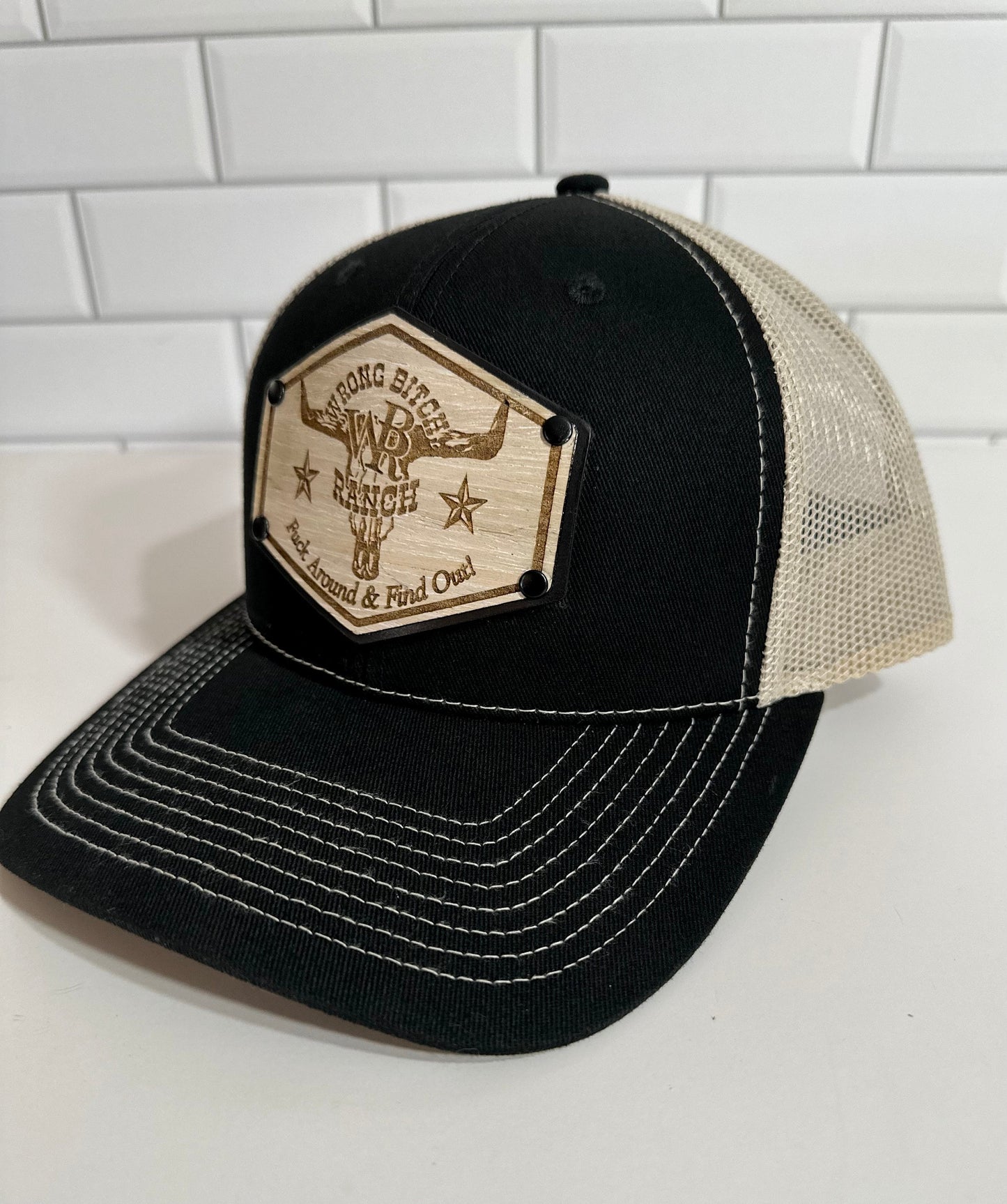 Women’s Wood/Leather Patch SnapBack Trucker Cap