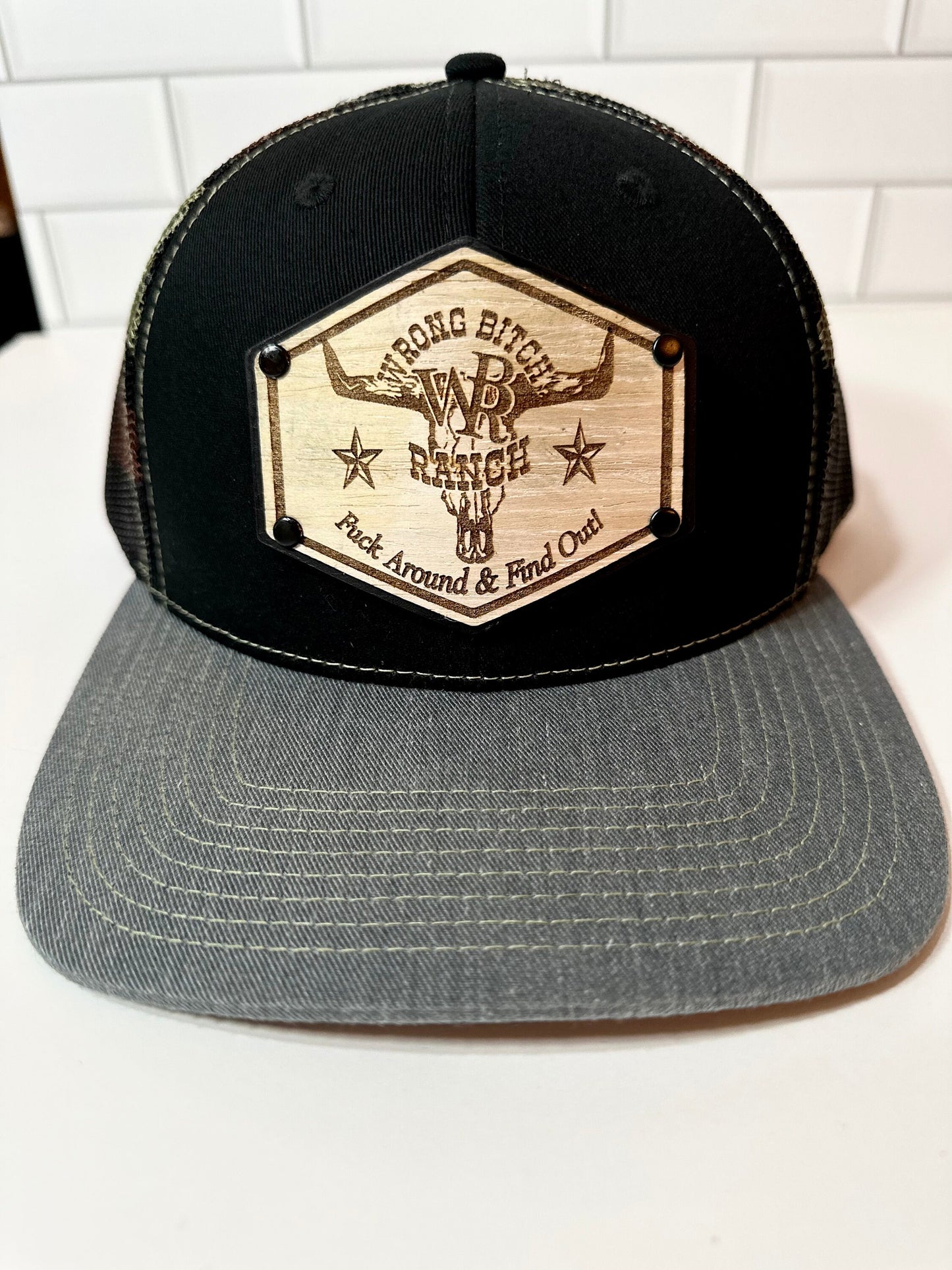 Women’s Wood/Leather Patch SnapBack Trucker Cap