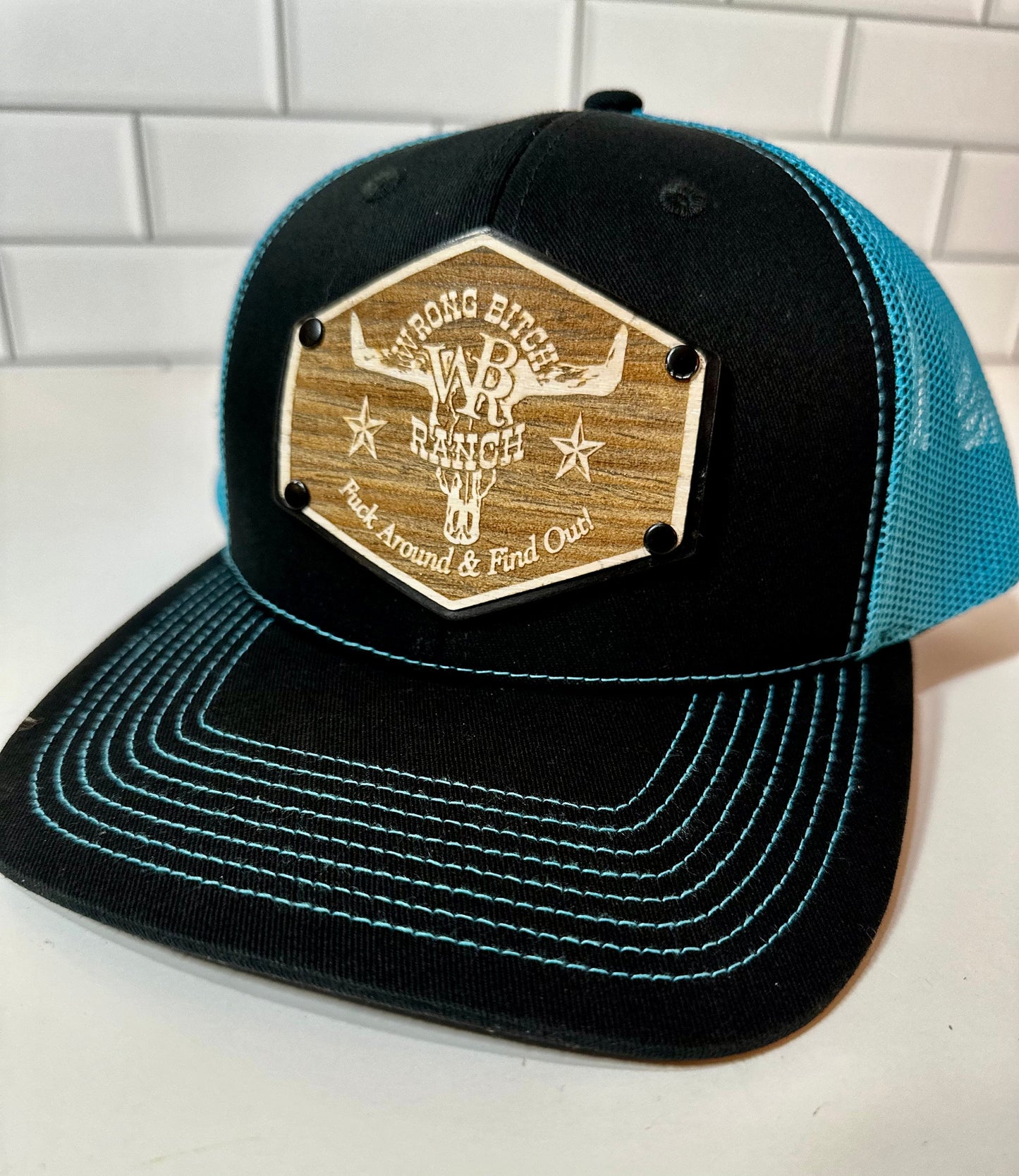 Women’s Wood/Leather Patch SnapBack Trucker Cap