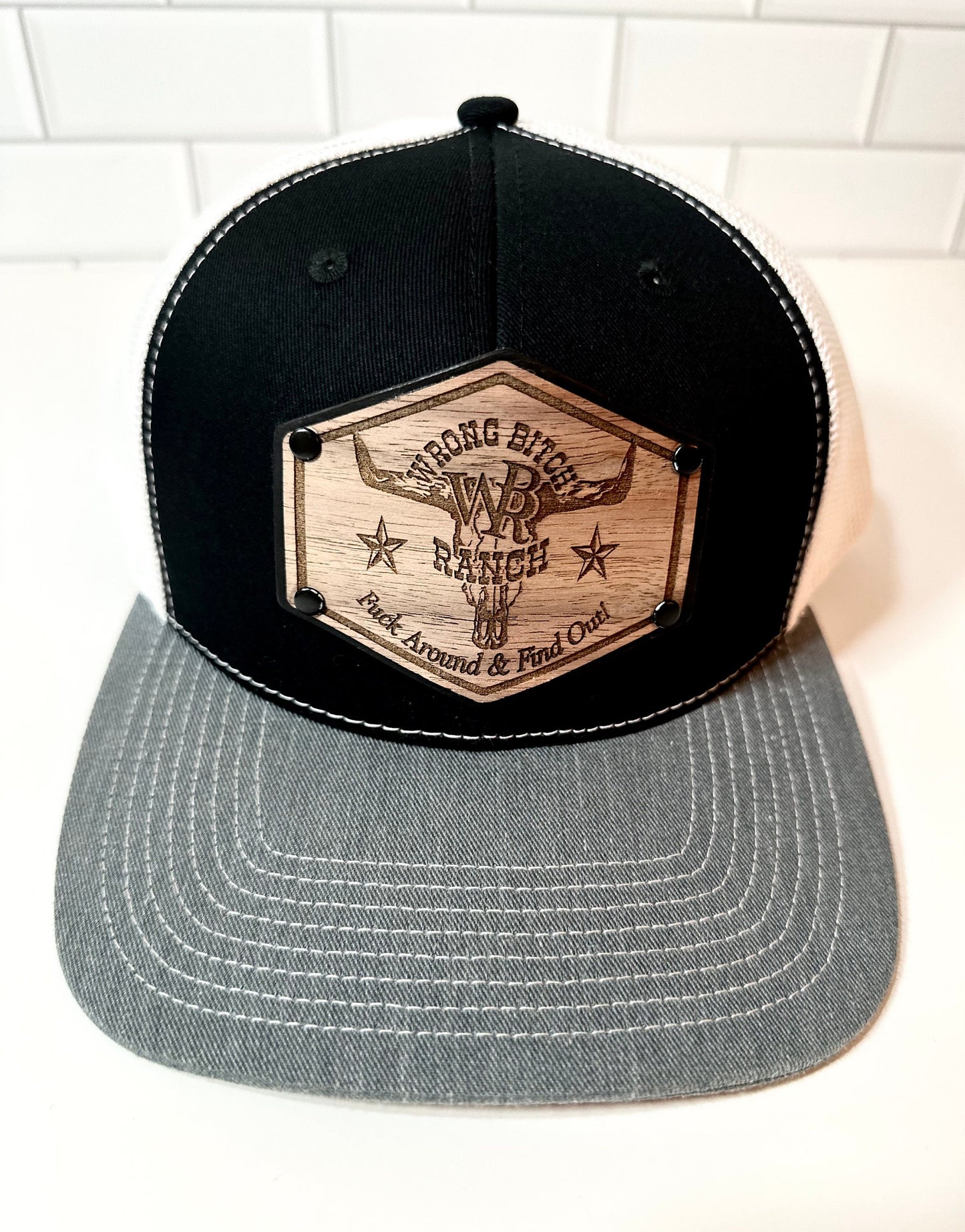 Women’s Wood/Leather Patch SnapBack Trucker Cap