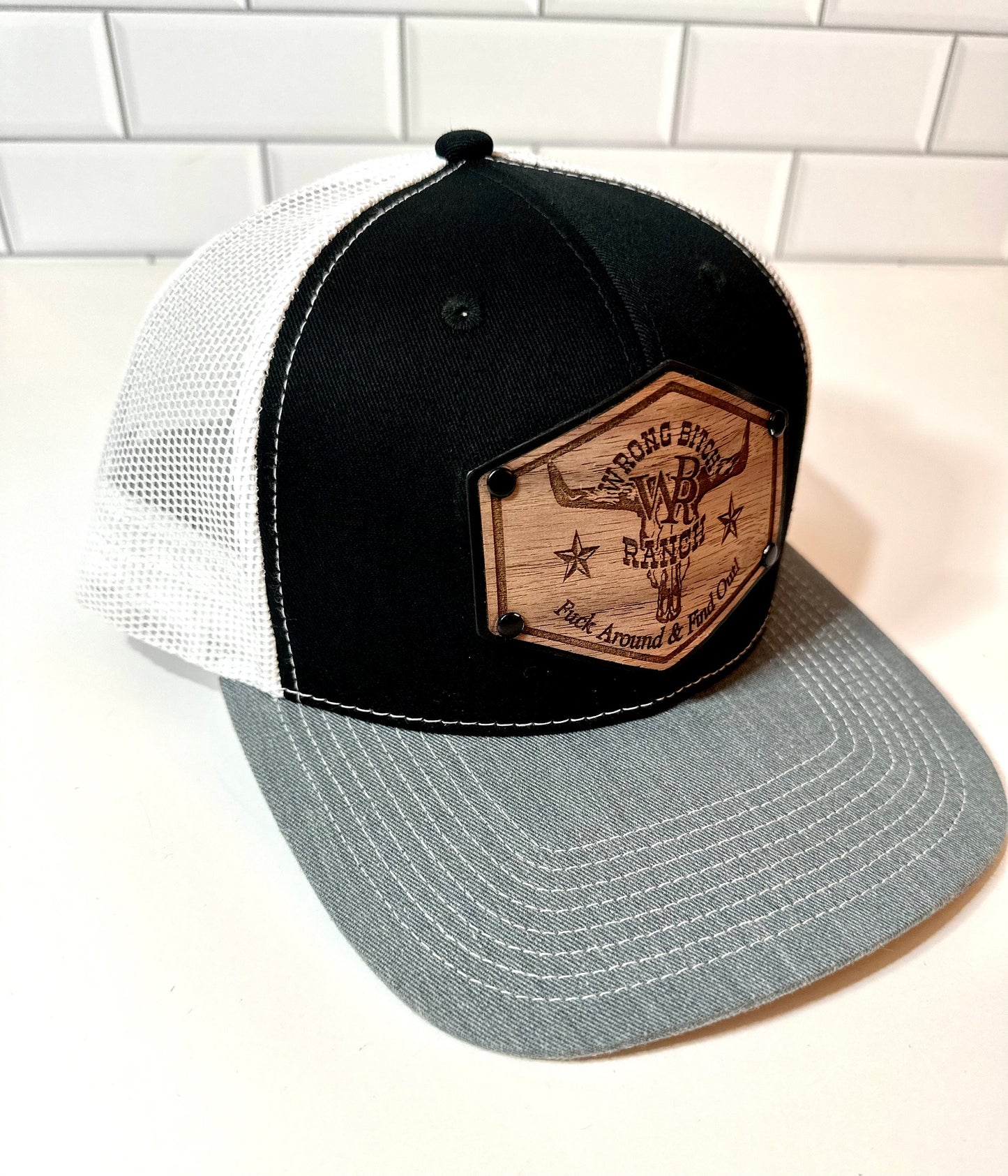 Women’s Wood/Leather Patch SnapBack Trucker Cap