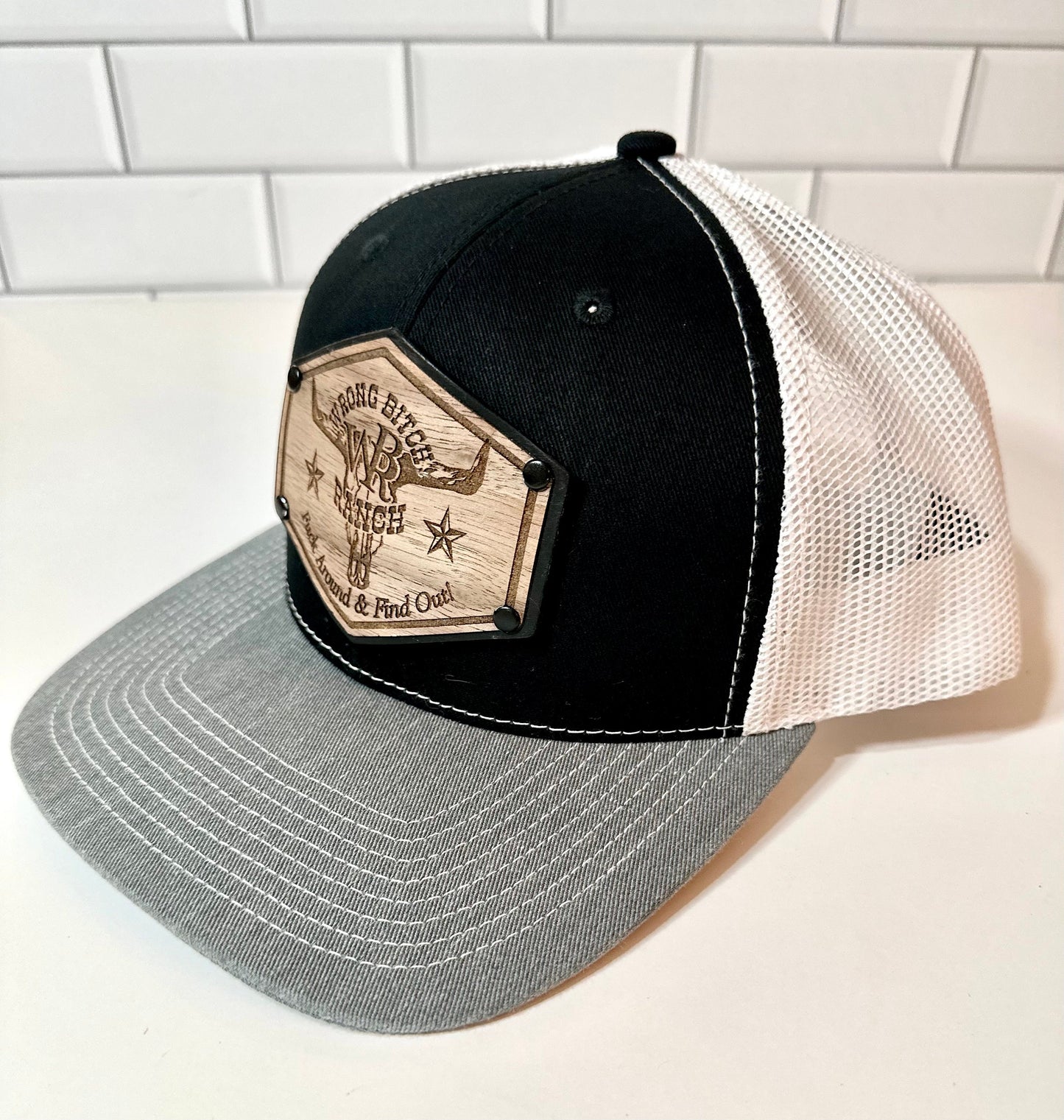 Women’s Wood/Leather Patch SnapBack Trucker Cap