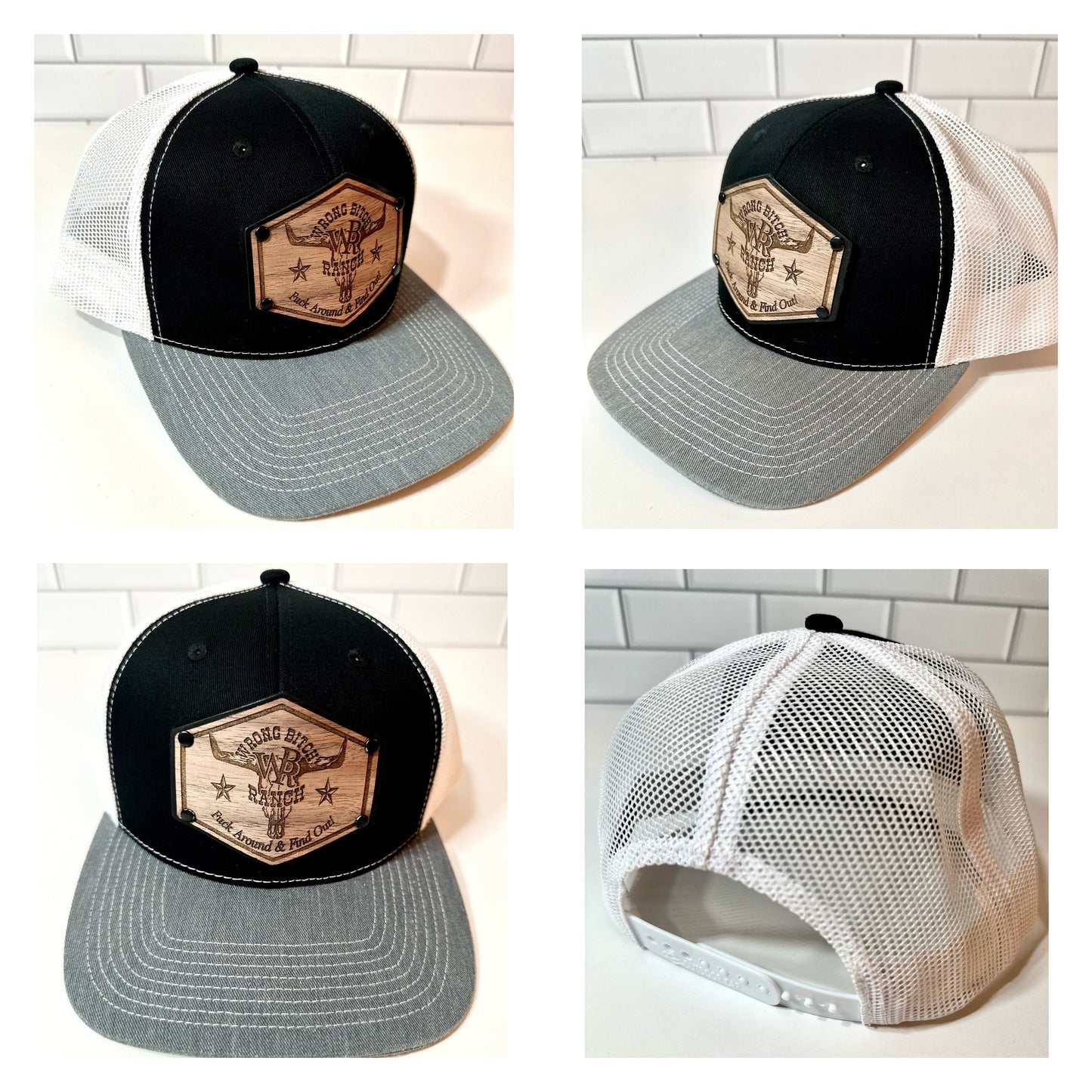 Women’s Wood/Leather Patch SnapBack Trucker Cap