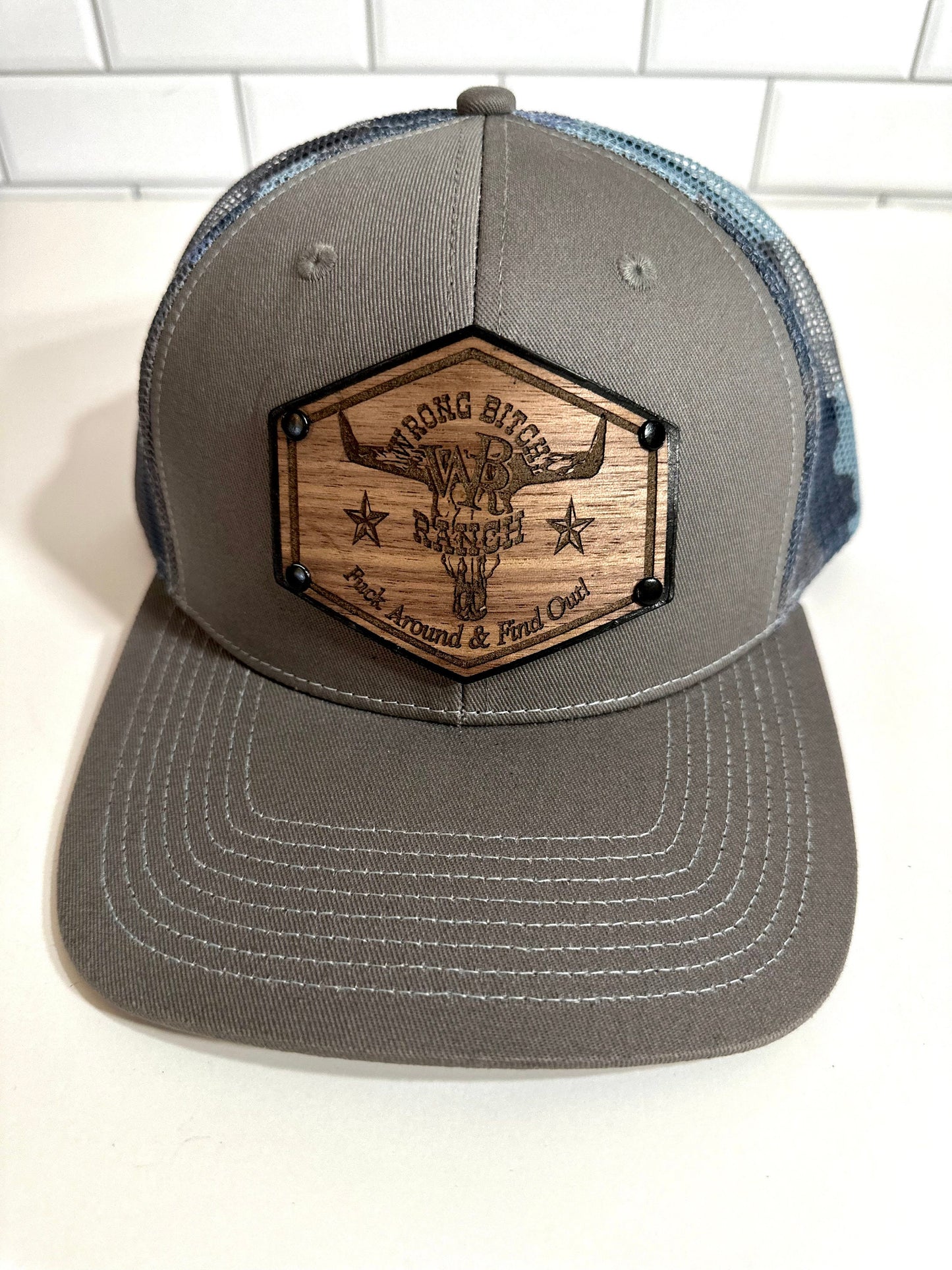 Women’s Wood/Leather Patch SnapBack Trucker Cap