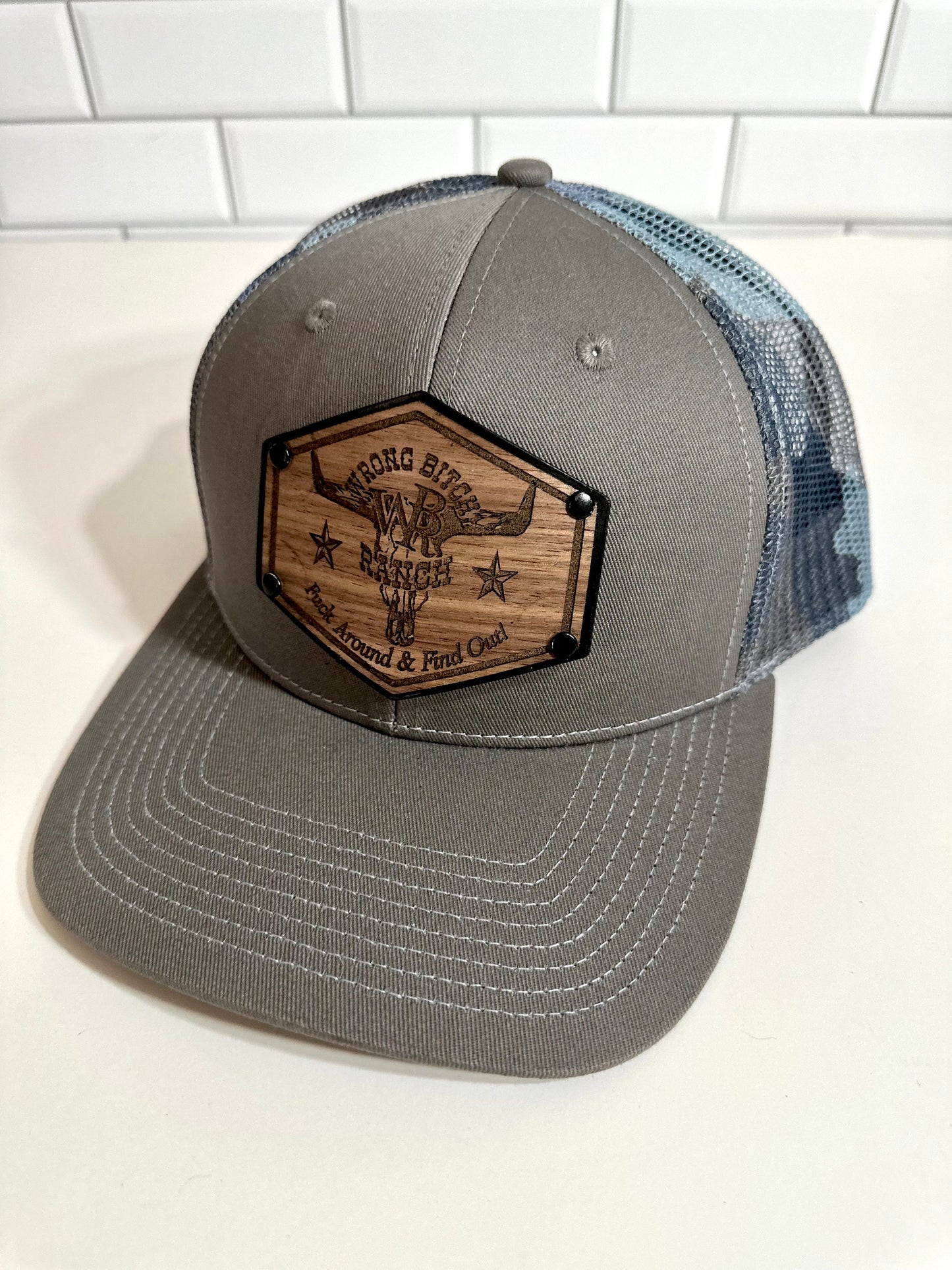 Women’s Wood/Leather Patch SnapBack Trucker Cap