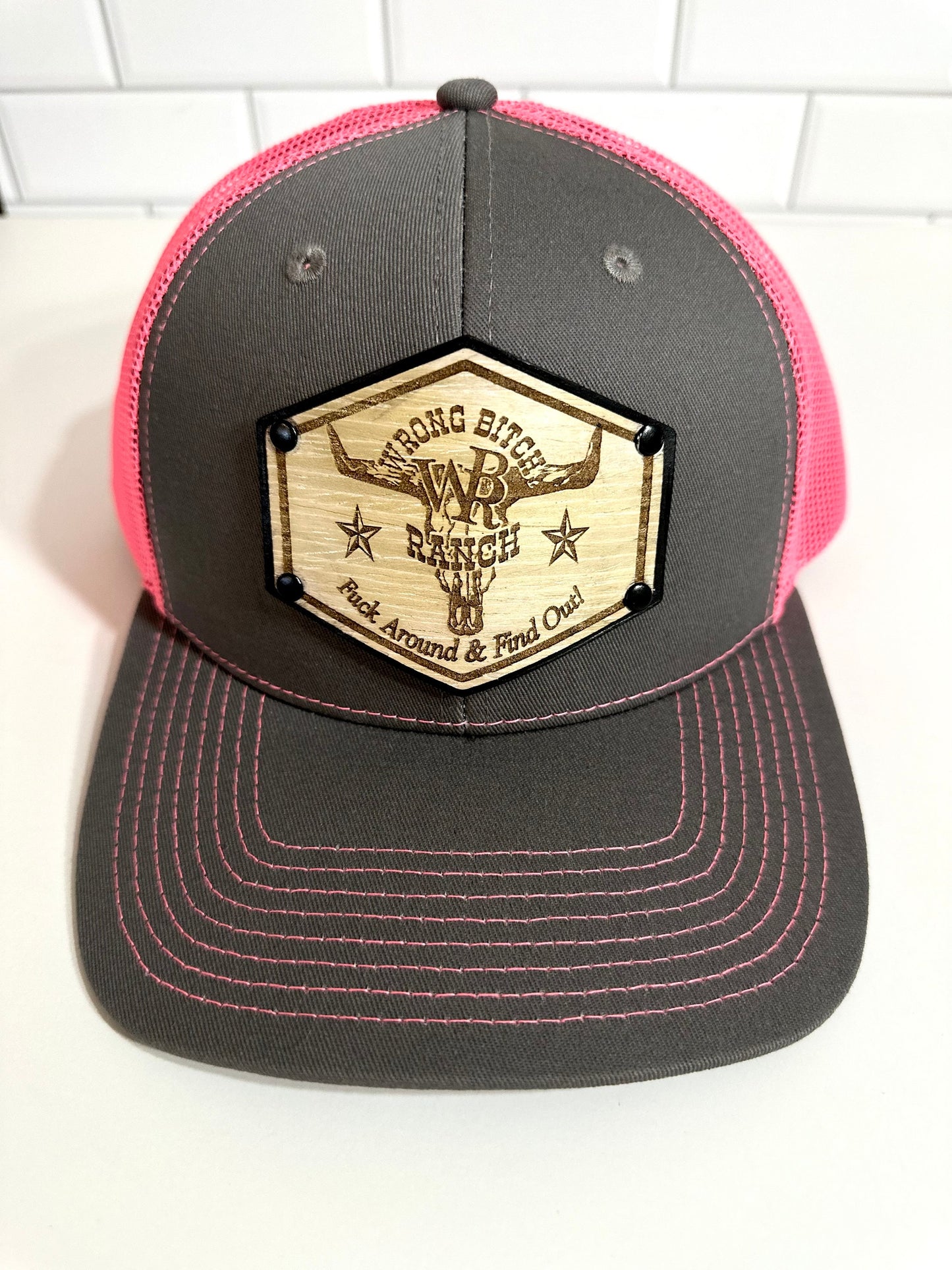 Women’s Wood/Leather Patch SnapBack Trucker Cap