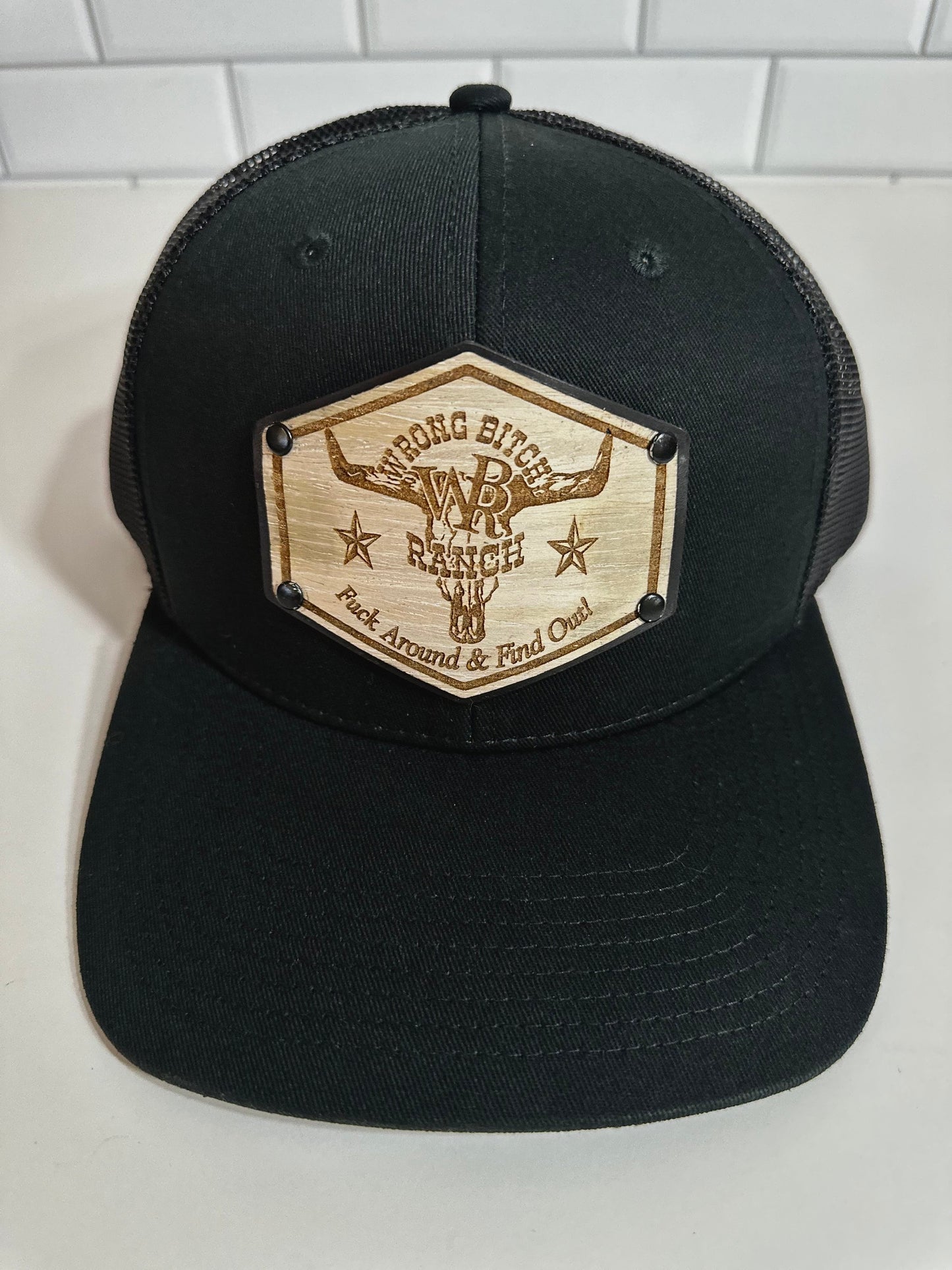 Women’s Wood/Leather Patch SnapBack Trucker Cap