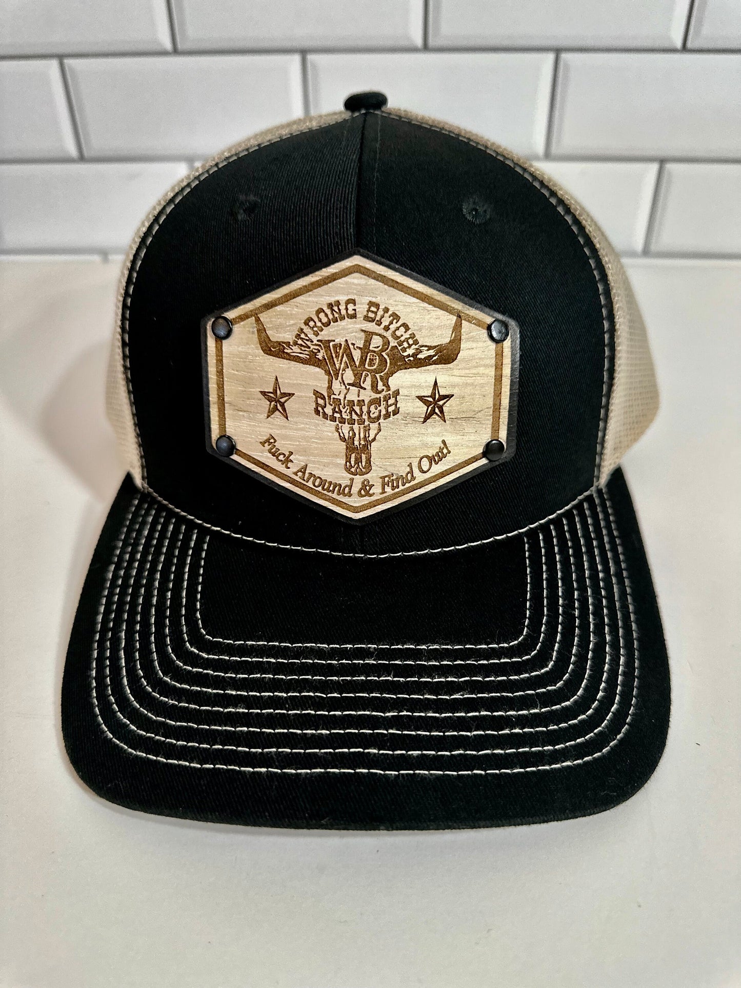 Women’s Wood/Leather Patch SnapBack Trucker Cap